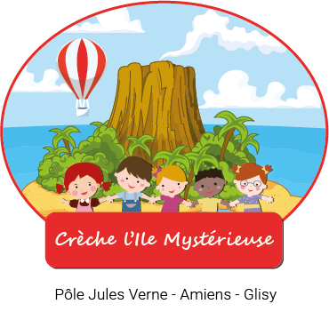 Logo crèche Ile Mystérieuse Pole Jules Verne Amiens Glisy